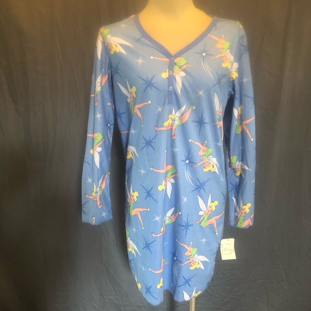 (NWT) Disney Blue Reversible Tinkerbell Sleepwear M